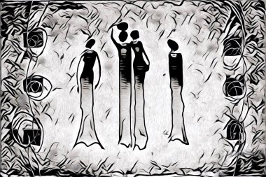 Afrikalı etnik retro vintage çizim çizimi