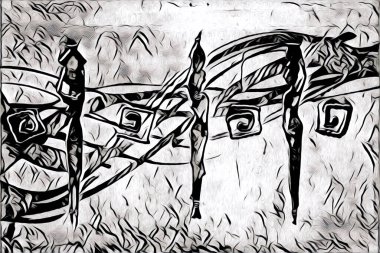 Afrikalı etnik retro vintage çizim çizimi