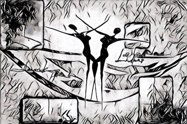 Afrikalı etnik retro vintage çizim çizimi