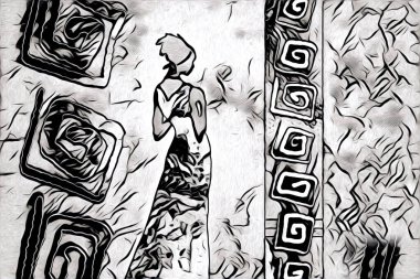 Afrikalı etnik retro vintage çizim çizimi