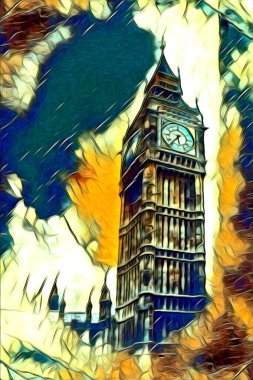 Londra sanat tasarımı çizimi çizimi eğlenceli tasarım antika retro