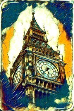 Londra sanat tasarımı çizimi çizimi eğlenceli tasarım antika retro