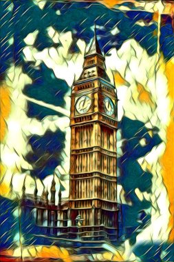 Londra sanat tasarımı çizimi çizimi eğlenceli tasarım antika retro