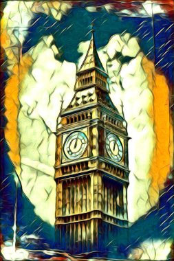 Londra sanat tasarımı çizimi çizimi eğlenceli tasarım antika retro