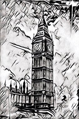 Londra sanat tasarımı çizimi çizimi eğlenceli tasarım antika retro