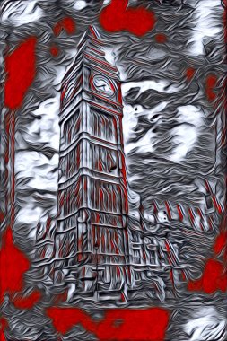 Londra sanat tasarımı çizimi çizimi eğlenceli tasarım antika retro