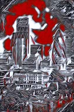 Londra sanat tasarımı çizimi çizimi eğlenceli tasarım antika retro