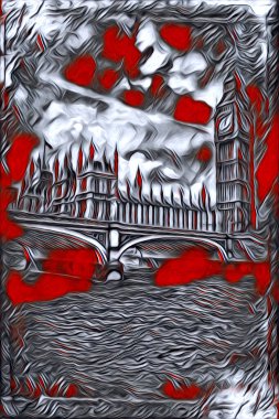 Londra sanat tasarımı çizimi çizimi eğlenceli tasarım antika retro