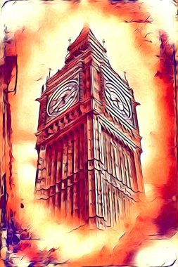 Londra sanat tasarımı çizimi çizimi eğlenceli tasarım antika retro