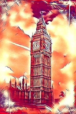 Londra sanat tasarımı çizimi çizimi eğlenceli tasarım antika retro