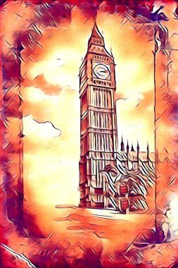 Londra sanat tasarımı çizimi çizimi eğlenceli tasarım antika retro