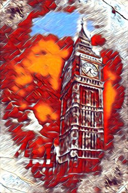 Londra sanat tasarımı çizimi çizimi eğlenceli tasarım antika retro