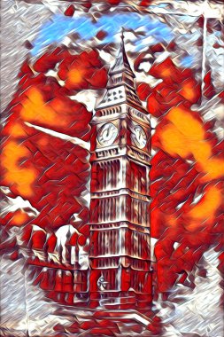 Londra sanat tasarımı çizimi çizimi eğlenceli tasarım antika retro