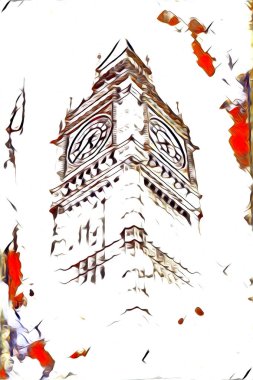 Londra sanat tasarımı çizimi çizimi eğlenceli tasarım antika retro