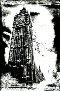 Londra sanat tasarımı çizimi çizimi eğlenceli tasarım antika retro