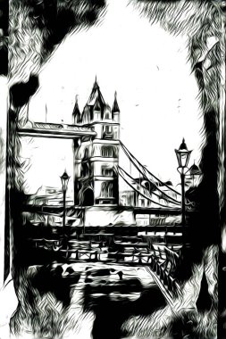 Londra sanat tasarımı çizimi çizimi eğlenceli tasarım antika retro