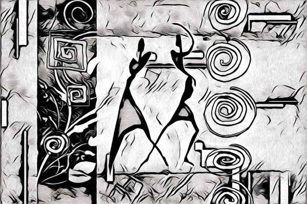 Afrikalı etnik retro vintage çizim çizimi