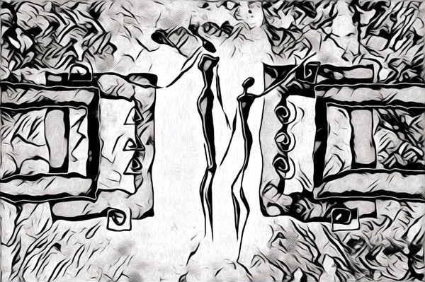 Afrikalı etnik retro vintage çizim çizimi