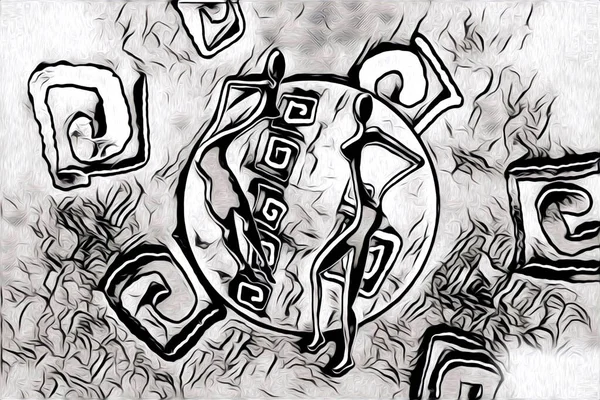 Afrikalı etnik retro vintage çizim çizimi