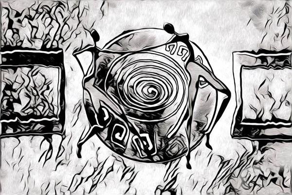 Afrikalı etnik retro vintage çizim çizimi