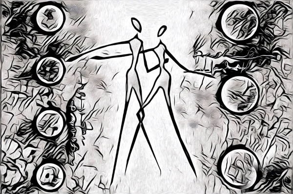 Afrikalı etnik retro vintage çizim çizimi