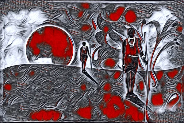 Afrikalı etnik retro vintage çizim çizimi