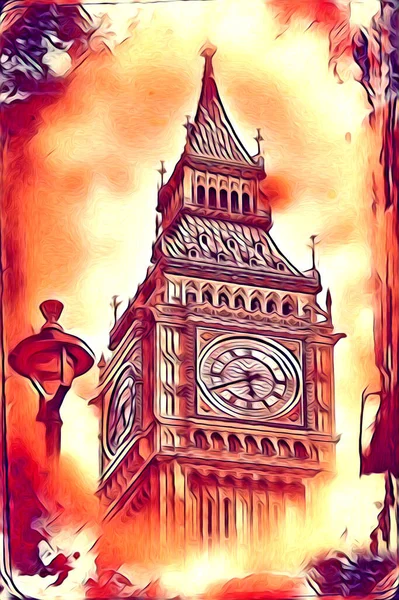 Londres Arte Desenho Esboço Ilustração Diversão Design Vintage Retro — Fotografia de Stock