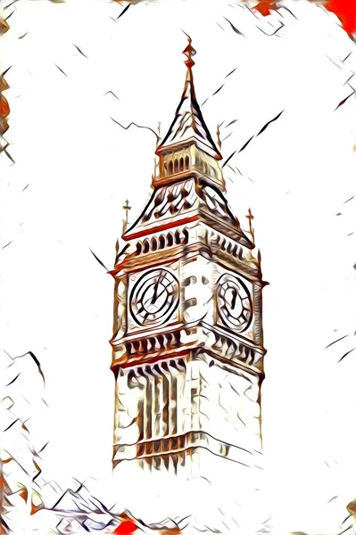 ロンドンのアートドローイングスケッチイラスト楽しいデザインヴィンテージレトロ — ストック写真