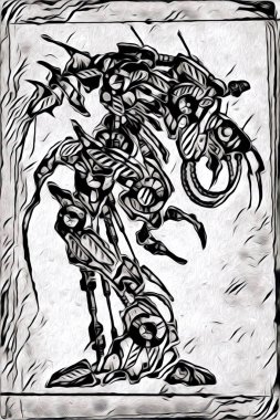 Sibernetik imgelemler gelecekteki dünyada gelecekteki metalik bilim kurgu erkek insansı sayborgun resimleridir.