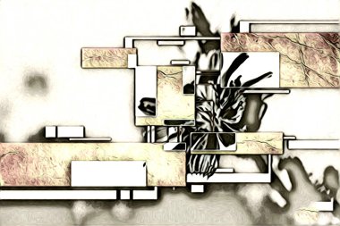 soyut renk tasarımı resim çizimi eskiz retro vintage