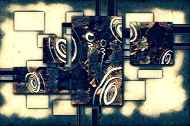 soyut renk tasarımı resim çizimi eskiz retro vintage