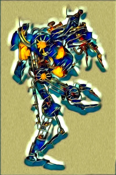 Cybernetic Visions Illustration Futuristic Metallic Science Fiction Male Humanoid Cyborg — Photo