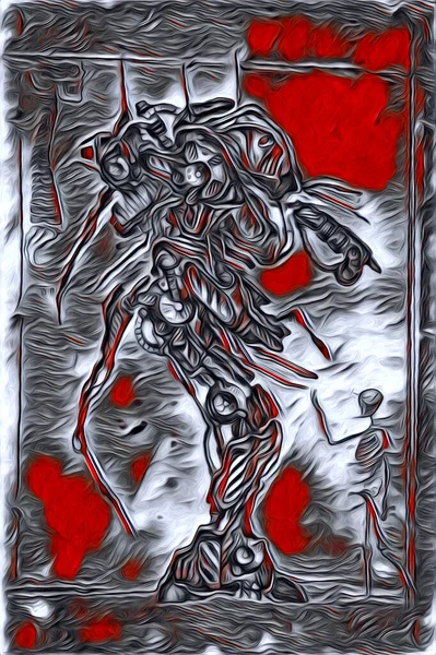 Cybernetic Visions Illustration Futuristic Metallic Science Fiction Male Humanoid Cyborg — Photo