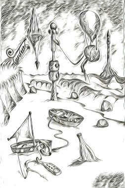 Masal, gerçeküstü gerçeküstü çizim, resim çizimi rüyası.