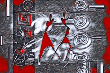 Afrikalı etnik retro vintage çizim çizimi