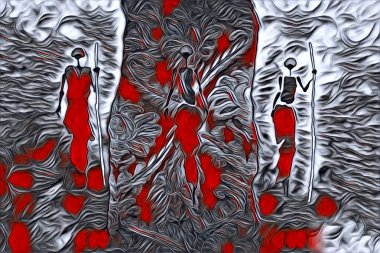 Afrikalı etnik retro vintage çizim çizimi