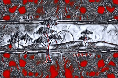 Afrikalı etnik retro vintage çizim çizimi