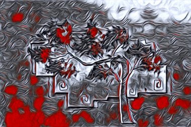 Afrikalı etnik retro vintage çizim çizimi