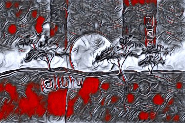 Afrikalı etnik retro vintage çizim çizimi