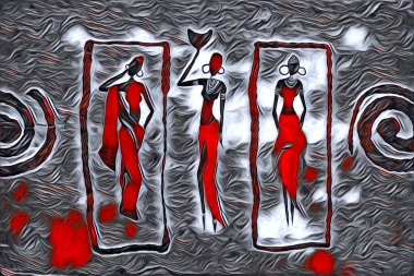 Afrikalı etnik retro vintage çizim çizimi