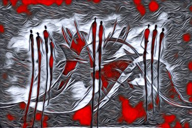 Afrikalı etnik retro vintage çizim çizimi