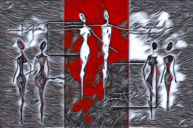 Afrikalı etnik retro vintage çizim çizimi