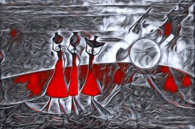 Afrikalı etnik retro vintage çizim çizimi