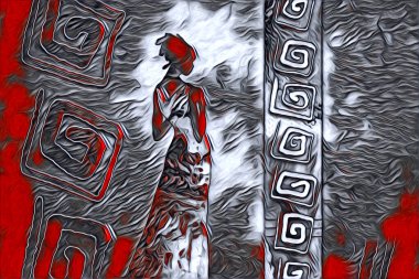 Afrikalı etnik retro vintage çizim çizimi