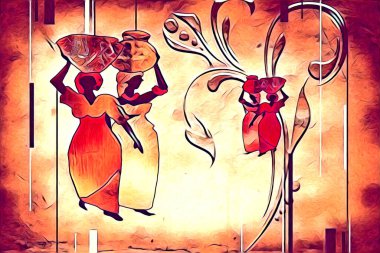 Afrikalı etnik retro vintage çizim çizimi