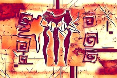 Afrikalı etnik retro vintage çizim çizimi