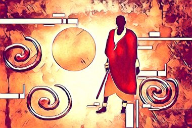 Afrikalı etnik retro vintage çizim çizimi