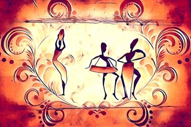 Afrikalı etnik retro vintage çizim çizimi