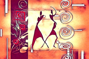 Afrikalı etnik retro vintage çizim çizimi