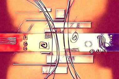 soyut renk tasarımı resim çizimi eskiz retro vintage